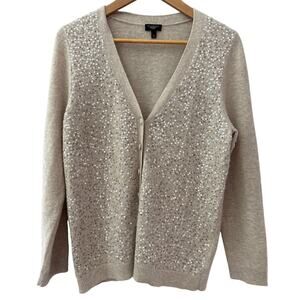 Talbots‎ Sequined Angora Cardigan Tan Size Large Petite